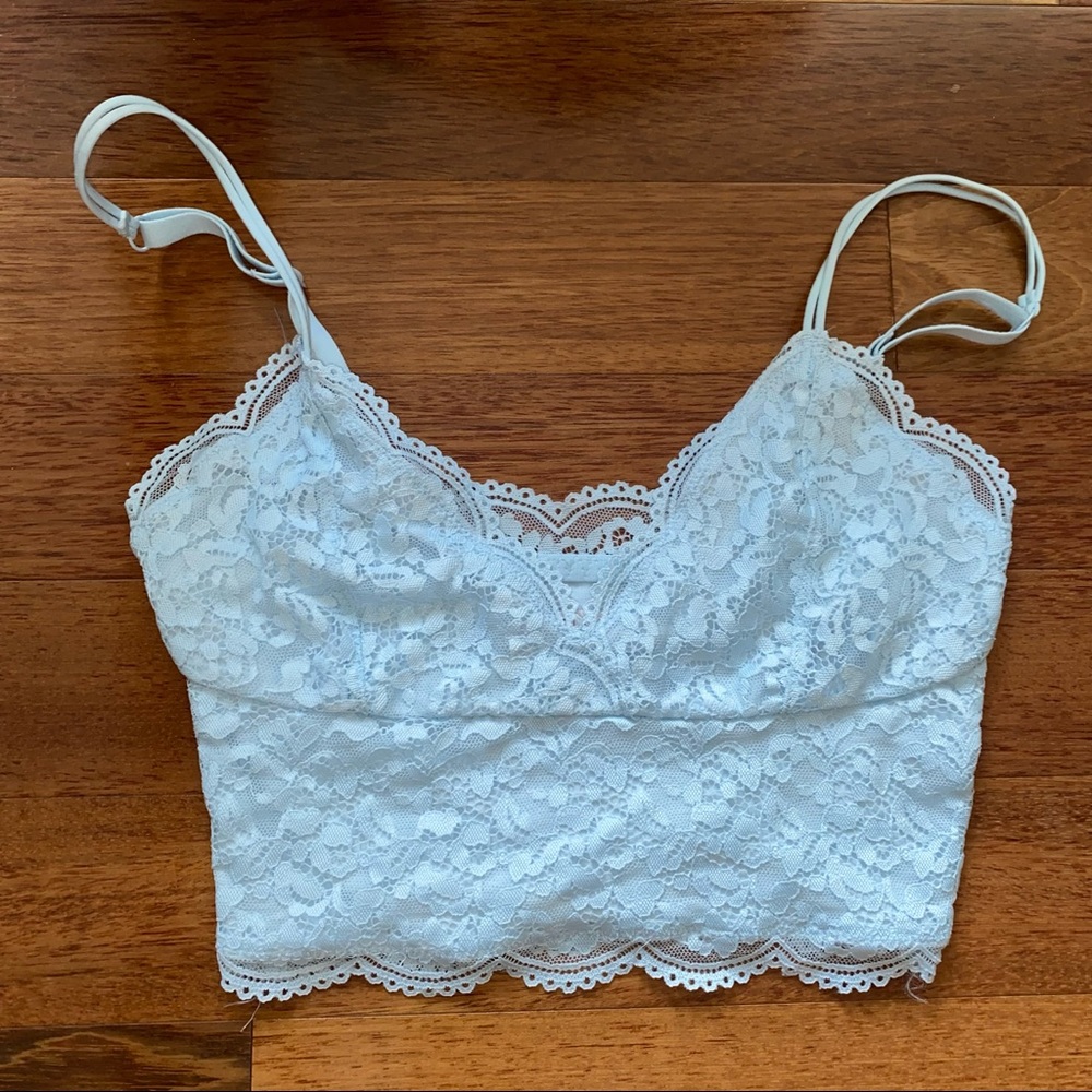 light blue periwinkle lace crop top